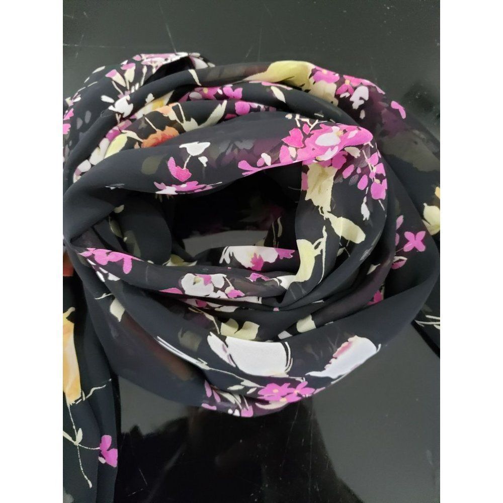 XScape By Joanna Chen Black Floral flower sheer long‎ pink green